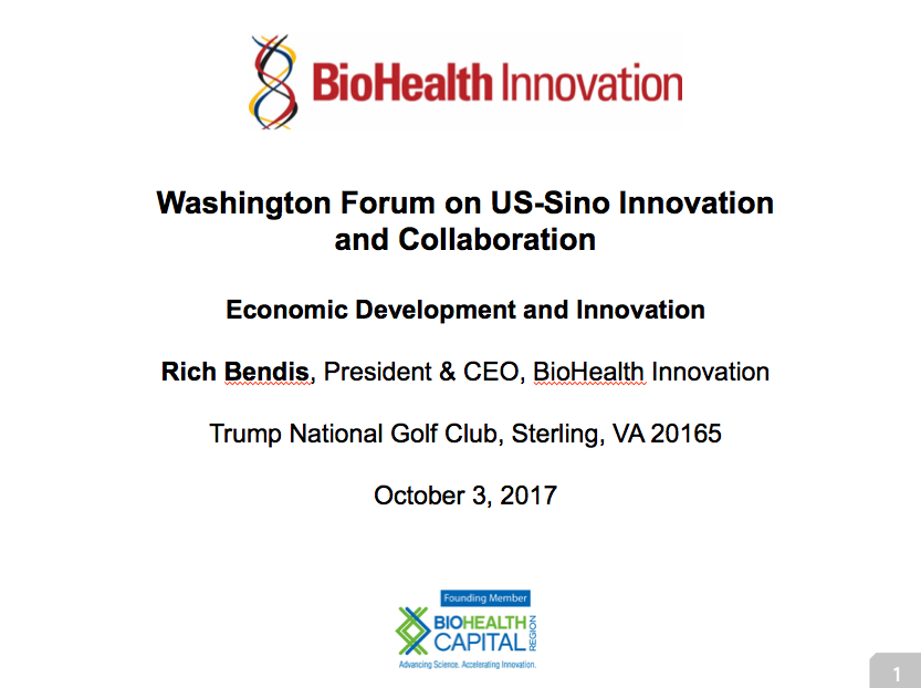 Washington Forum on US Sino Innovation