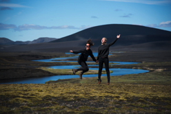 Man And Woman Jumping Free Stock Photo